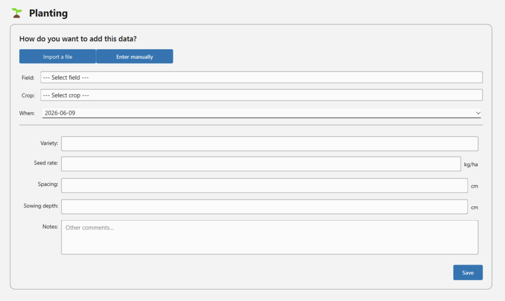 Entering data manually