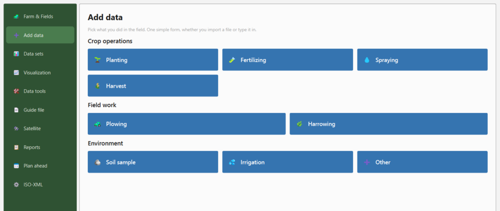 The Add data operation picker