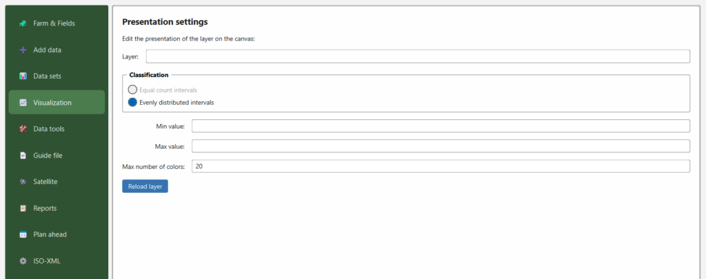 The Presentation settings section